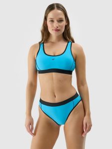 4F Góra od bikini damska - niebieska M. Niebieskie bikini 4f, bez wzorów, z elastanu. W wyprzedaży za 29,99 zł.