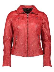 HIS Skórzana kurtka w kolorze czerwonym rozmiar: 44. Czerwone kurtki HIS, bez wzorów, ze skóry, bez kaptura. Za 462,29 zł.