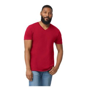 Koszulka Unisex Dla Dorosłych Z Miękkim Dekoltem V. Niebieskie bluzki GILDAN, m, bez wzorów, sportowe, bez kołnierzyka, bez ramiączek. Za 40,99 zł.