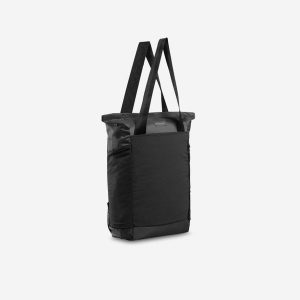 Torba podróżna 2 w 1 Travel Cabas 15 litrów. Czarne torby podróżne i sportowe FORCLAZ, bez wzorów, na ramię, duże. Za 79,99 zł.