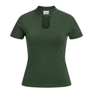 Top JJXX Gigi Collar Green. Zielone topy JJXX, l, bez wzorów, bez kołnierzyka, bez ramiączek. Za 118,40 zł.