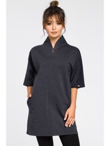 Be Wear Tunika w kolorze antracytowym rozmiar: L. Czarne tuniki Be Wear, na co dzień, l, bez wzorów, bez kołnierzyka, bez ramiączek. Za 113,95 zł.