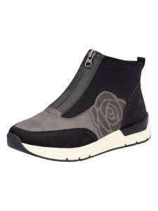 Rieker Slippersy w kolorze szaro-czarnym rozmiar: 39. Czarne botki Rieker, bez wzorów, bez obcasa, bez zapięcia. Za 192,33 zł.