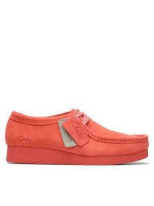 Clarks Półbuty WallabeeEVOSh 26181403 Koralowy. Pomarańczowe półbuty Clarks, bez wzorów, ze skóry, bez obcasa, na płaskiej podeszwie, bez zapięcia. Za 339,99 zł.