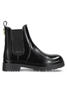 Gant Sztyblety 31551158 Czarny. Czarne botki GANT, bez wzorów, ze skóry, bez obcasa, na płaskiej podeszwie, bez zapięcia. Za 499,99 zł.