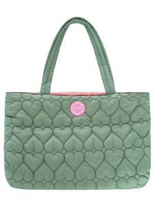 Zwillingsherz Shopper bag "Heart quilting" w kolorze zielonym - 50 x 35 x 13 cm rozmiar: onesize. Zielone shopper bag Zwillingsherz, bez wzorów, z materiału, na ramię, pikowane, bez dodatków. Za 143,95 zł.