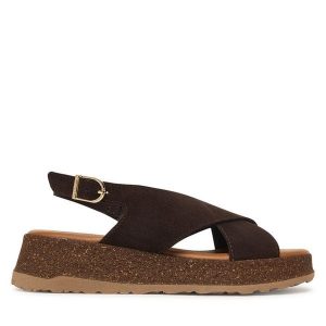 Sandały Tamaris. Brązowe sandały Tamaris, bez wzorów, bez obcasa, na koturnie, bez zapięcia. Za 369,99 zł.