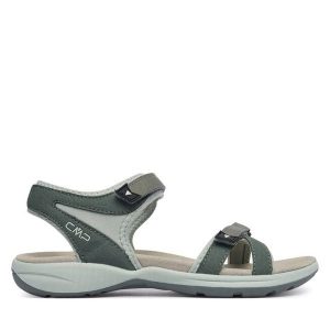 Sandały CMP. Zielone sandały CMP, bez wzorów, bez obcasa, na płaskiej podeszwie, bez zapięcia. Za 209,99 zł.