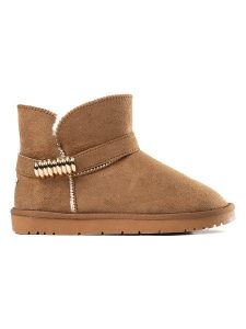 ISLAND BOOT Botki zimowe "Janet" w kolorze jasnobrązowym rozmiar: 40. Brązowe botki Island Boot, na zimę, bez wzorów, z materiału, bez obcasa, bez zapięcia. Za 171,68 zł.