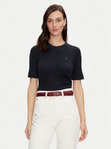 Tommy Hilfiger Sweter WW0WW41787 Czarny Regular Fit. Niebieskie swetry klasyczne TOMMY HILFIGER, m, z bawełny, bez kołnierzyka. Za 319,99 zł.