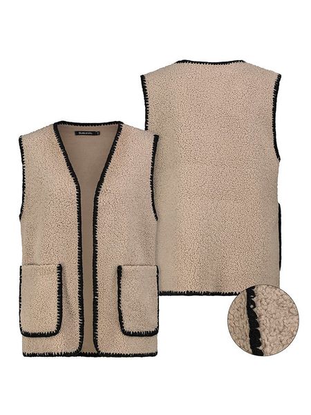 Sublevel Kamizelka pluszowa w kolorze szarobrązowym rozmiar: S/M. Brązowe kamizelki Sublevel, m, bez wzorów, bez kołnierzyka, bez ramiączek, bez kaptura. Za 165,71 zł.