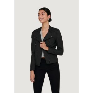 Kurtka Kobieta ONLY AVA FAUX LEATHER BIKER. Czarne kurtki ONLY, bez wzorów, ze skóry, bez kaptura. Za 210,75 zł.