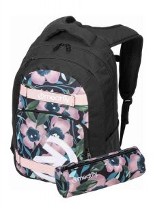 Plecak Exile z organizerem i piórnikiem – Pink Flowers Meatfly. Czerwone plecaki Meatfly. Za 237,99 zł.