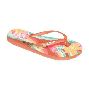 Japonki plażowe damskie Billabong Dama brick. Brązowe klapki Billabong, bez wzorów, bez obcasa. Za 39,99 zł.