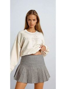 Monki Spódnica w kolorze czarno-kremowym rozmiar: 32. Brązowe spódnice Monki, na co dzień, bez wzorów, mini. Za 43,99 zł.