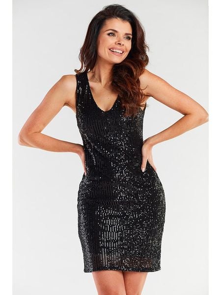 Awama Sukienka w kolorze czarnym rozmiar: L. Czarne sukienki Awama, l, bez wzorów, bez kołnierzyka, bez ramiączek, mini. Za 161,73 zł.