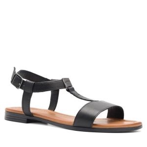 Sandały Lasocki. Czarne sandały Lasocki, bez wzorów, bez obcasa, na płaskiej podeszwie, bez zapięcia. Za 109,99 zł.