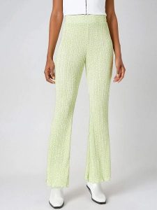 Monki Spodnie w kolorze zielonym rozmiar: XS. Zielone spodnie z wysokim stanem Monki, bez wzorów, z materiału, z podwyższonym stanem. Za 39,99 zł.