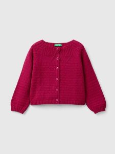 Benetton Kardigan w kolorze czerwonym rozmiar: 116. Czerwone kardigany Benetton, z wełny. Za 92,21 zł.
