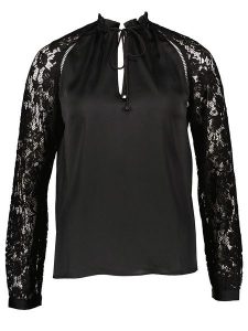 Guess Bluzka w kolorze czarnym rozmiar: XS. Czarne bluzki Guess, xs, z aplikacjami, z koronki, bez kołnierzyka, bez ramiączek. Za 70,24 zł.