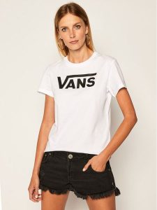 Vans T-Shirt Wm Flying V Crew Tee VN0A3UP4 Biały Regular Fit. Białe t-shirty Vans, s, bez wzorów, z bawełny, bez kołnierzyka, bez ramiączek. Za 69,99 zł.
