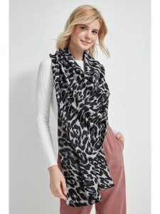 Lucky Bees Szal w kolorze szaro-czarnym - 180 x 80 cm rozmiar: onesize. Czarne szaliki Lucky Bees, bez wzorów, z materiału. Za 104,64 zł.