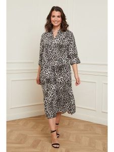 Curvy Lady Sukienka w kolorze szaro-czarnym rozmiar: 40/42. Szare sukienki Curvy Lady, bez wzorów, z wiskozy, klasyczne, bez kołnierzyka, bez ramiączek, midi. Za 144,58 zł.