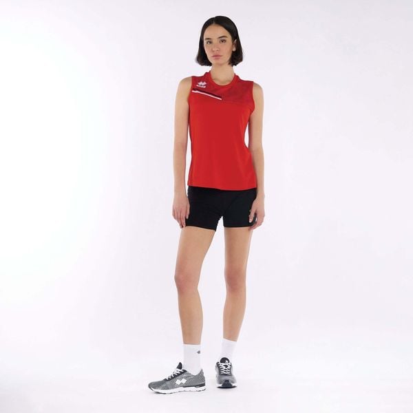 Damski tank top Errea Eloy. Czarne topy ERREA, bez wzorów, bez kołnierzyka, bez ramiączek. Za 190,50 zł.