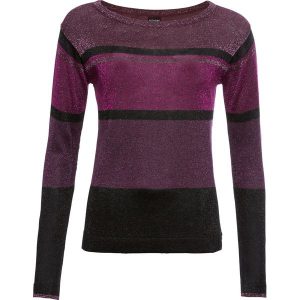 Cienki sweter z mieszanki wiskozy. Fioletowe swetry klasyczne bonprix, z wiskozy, bez kołnierzyka. Za 94,99 zł.