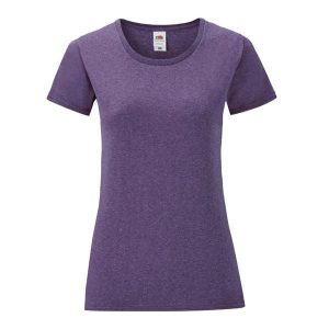 Koszulka Damska Iconic Heather T-shirt. Fioletowe bluzki FRUIT OF THE LOOM, s, bez wzorów, bez kołnierzyka, bez ramiączek. Za 33,99 zł.