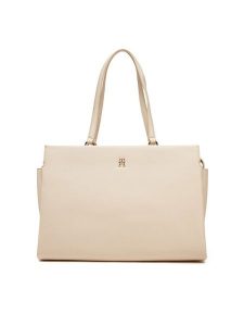 Tommy Hilfiger Torebka Th Legacy Tote AW0AW17197 Écru. Torebki klasyczne TOMMY HILFIGER, bez wzorów, ze skóry, bez dodatków. Za 399,99 zł.