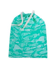 Overbeck and Friends Worek "Crazy Fish" w kolorze zielonym do przechowywania - 27 x 37 cm rozmiar: onesize. Zielone shopper bag Overbeck and Friends, bez wzorów, z bawełny, bez dodatków. Za 23,95 zł.