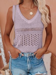 Milan Kiss Top w kolorze fioletowym rozmiar: L. Różowe topy Milan Kiss, l, bez wzorów, ze splotem, bez kołnierzyka, bez ramiączek. Za 70,41 zł.