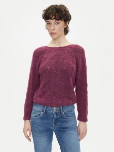 Pepe Jeans Sweter Nova PL702239 Różowy Regular Fit. Czerwone swetry klasyczne Pepe Jeans, s, z jeansu, bez kołnierzyka. Za 329,99 zł.