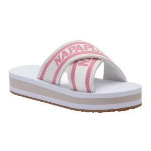 Klapki damskie Napapijri Stick. Brązowe klapki Napapijri, bez wzorów, bez obcasa. Za 129,99 zł.
