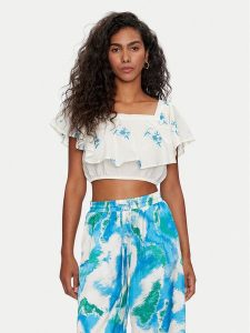 Vero Moda Bluzka Ibiza 10324193 Écru Regular Fit. Bluzki Vero Moda, s, bez wzorów, z bawełny, bez kołnierzyka, bez ramiączek. Za 129,99 zł.