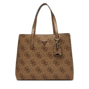 Torebka Guess. Brązowe shopper bag Guess, z aplikacjami, bez dodatków. Za 749,99 zł.