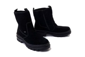 RIEKER TEX X8250-00 black , botki damskie. Czarne botki Rieker, na zimę, bez wzorów, bez obcasa, bez zapięcia. Za 499,90 zł.