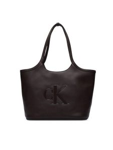 Calvin Klein Torebka Bold Ck Shopper LV04F3562G Bordowy. Czerwone shopper bag Calvin Klein, bez wzorów, ze skóry, bez dodatków. Za 529,99 zł.