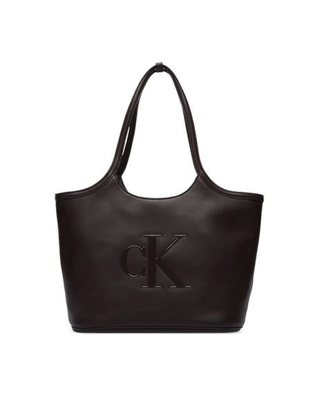Calvin Klein Torebka Bold Ck Shopper LV04F3562G Bordowy. Czerwone shopper bag Calvin Klein, bez wzorów, ze skóry, bez dodatków. Za 529,99 zł.