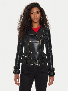 Guess Kurtka skórzana W4YL33 K8S30 Czarny Regular Fit. Czarne kurtki Guess, l, z aplikacjami, z syntetyku, bez kaptura. Za 439,99 zł.