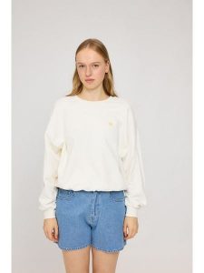 MAZINE Bluza "Back Print" w kolorze kremowym ze wzorem rozmiar: L. Brązowe bluzy MAZINE, l, bez wzorów, z bawełny, bez kaptura. Za 176,08 zł.