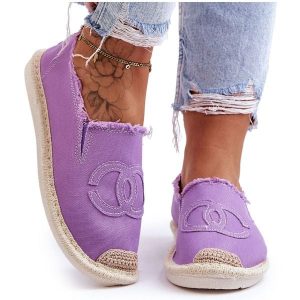 Klasyczne Damskie Espadryle Fioletowe Flaure. Fioletowe espadryle bez wzorów, bez obcasa. Za 117,63 zł.