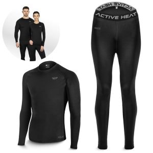 Bielizna termiczna unisex 4FIZJO czarny komplet - koszulka + spodnie. Czarna komplety bielizny 4FIZJO, bez wzorów. Za 99,99 zł.