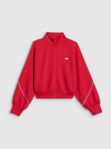 4F Bluza dresowa regular bez kaptura damska - czerwona L. Czerwone bluzy 4f, l, bez wzorów, z dresówki, bez kaptura. Za 169,99 zł.