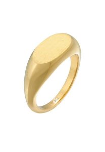 Elli Damski sygnet owalny błyszczący Geo Trend podstawowy w pozłacanym srebrze próby 925 Sterling Silver Pierścionki 1 ct. Szare pierścionki Elli, pozłacane. Za 178,99 zł.