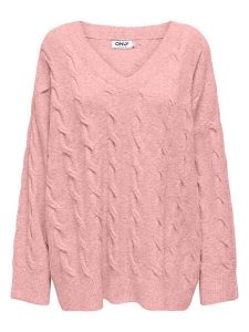 ONLY Sweter w kolorze jasnoróżowym rozmiar: M. Różowe swetry oversize ONLY, m, bez wzorów, ze splotem, bez ramiączek. Za 100,99 zł.