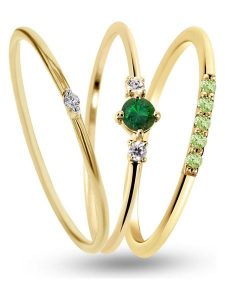 Les Petites Précieuses Pozłacane pierścionki (3 szt.) z kamieniami szlachetnymi rozmiar: 50. Zielone pierścionki Les Petites Précieuses, z diamentem, pozłacane. Za 404,99 zł.