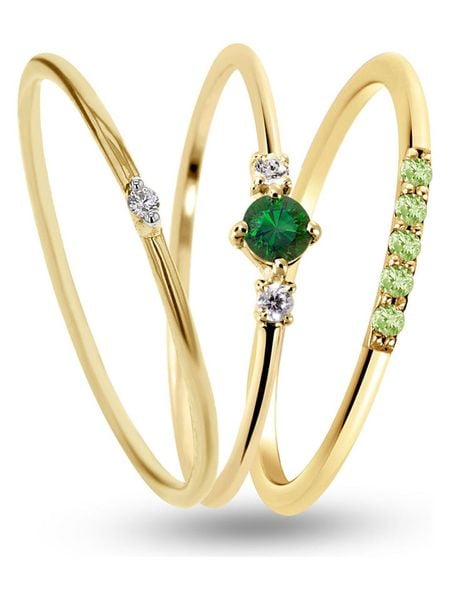 Les Petites Précieuses Pozłacane pierścionki (3 szt.) z kamieniami szlachetnymi rozmiar: 50. Zielone pierścionki Les Petites Précieuses, z diamentem, pozłacane. Za 404,99 zł.