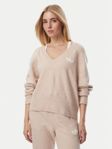 Adidas Sweter Essentials KR9175 Beżowy Loose Fit. Brązowe swetry klasyczne ADIDAS, l, z bawełny, bez kołnierzyka. Za 279,99 zł.